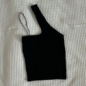 Zara Black One-Shoulder Asymmetric Tank Top